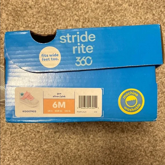 Stride Rite Pink and Silver Sneakers with Velcro Closure- Size 6 - Picture 4 of 4